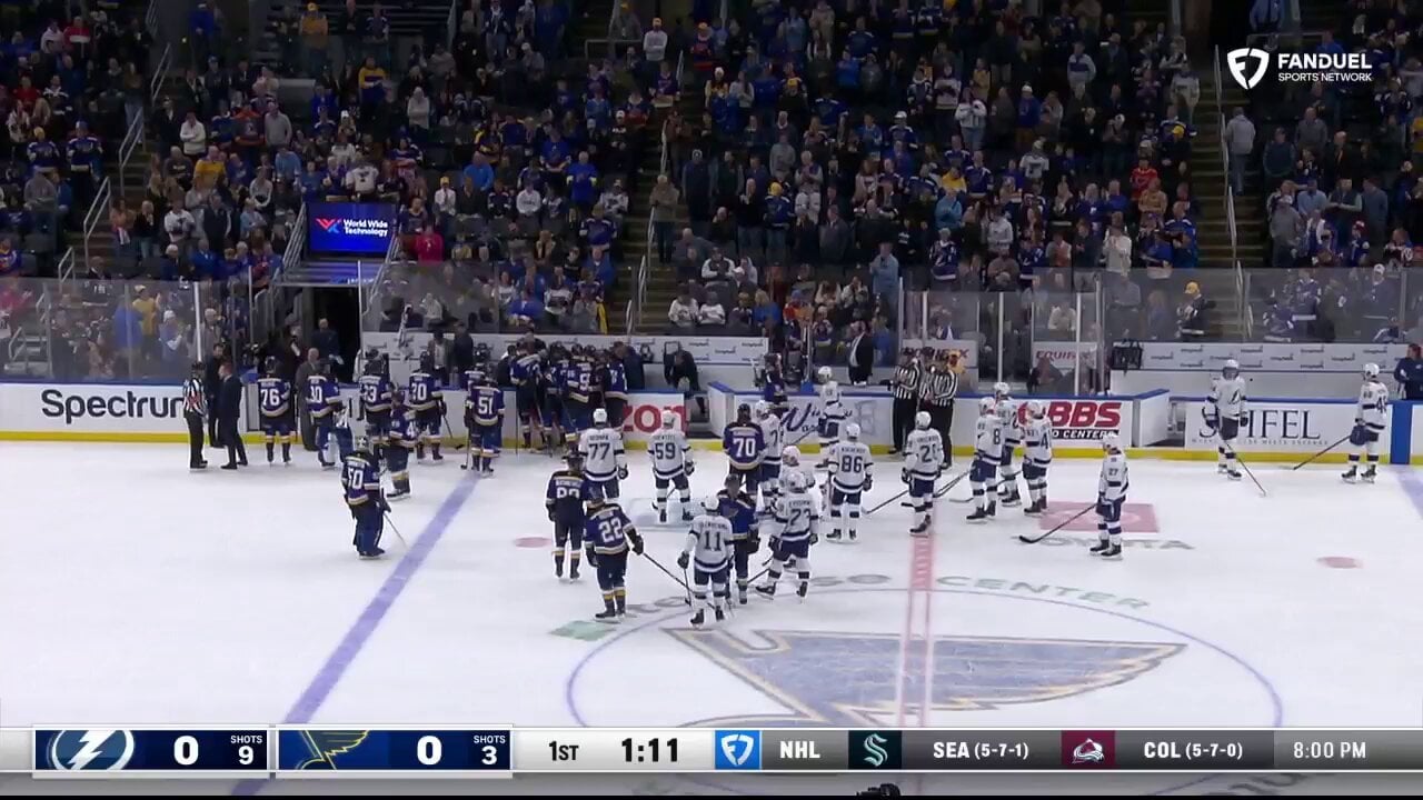 Dylan Holloway was taken to the locker room on a stretcher during the first period of play between the Blues and Lightning.