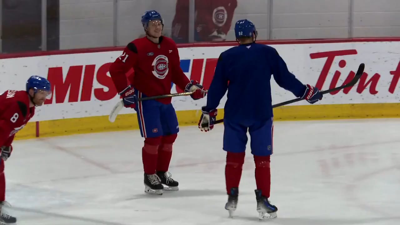 Patty Laine training with the team this morning