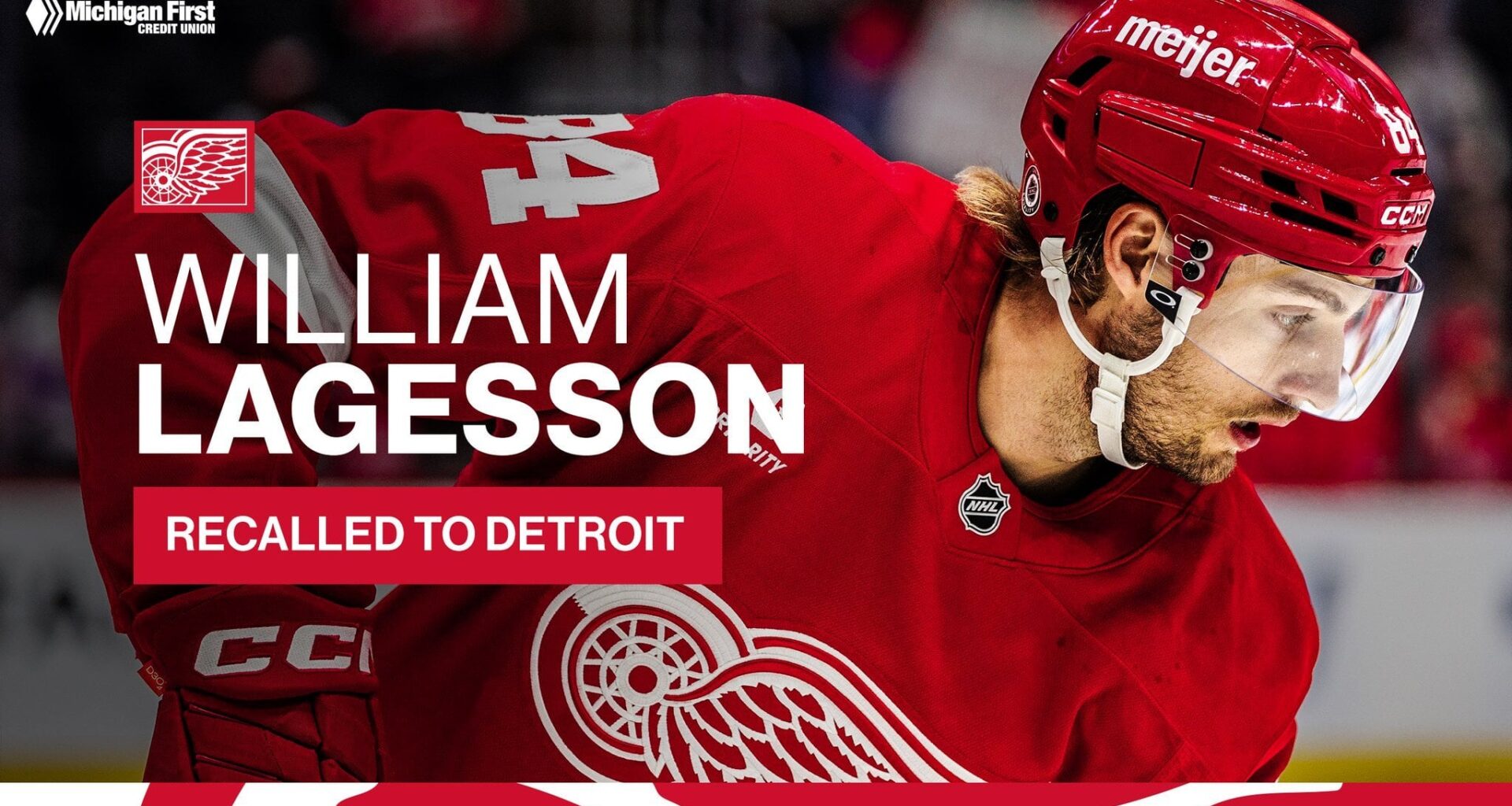 UPDATE: The #RedWings have recalled defenseman William Lagesson from the AHL’s Grand Rapids Griffins.