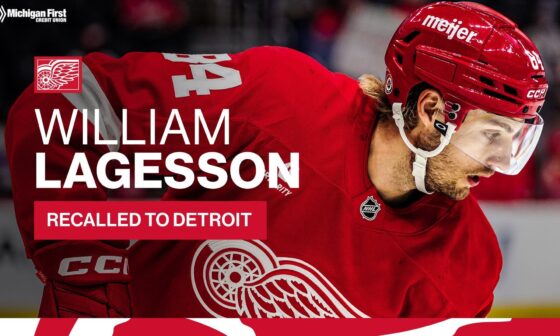 UPDATE: The #RedWings have recalled defenseman William Lagesson from the AHL’s Grand Rapids Griffins.