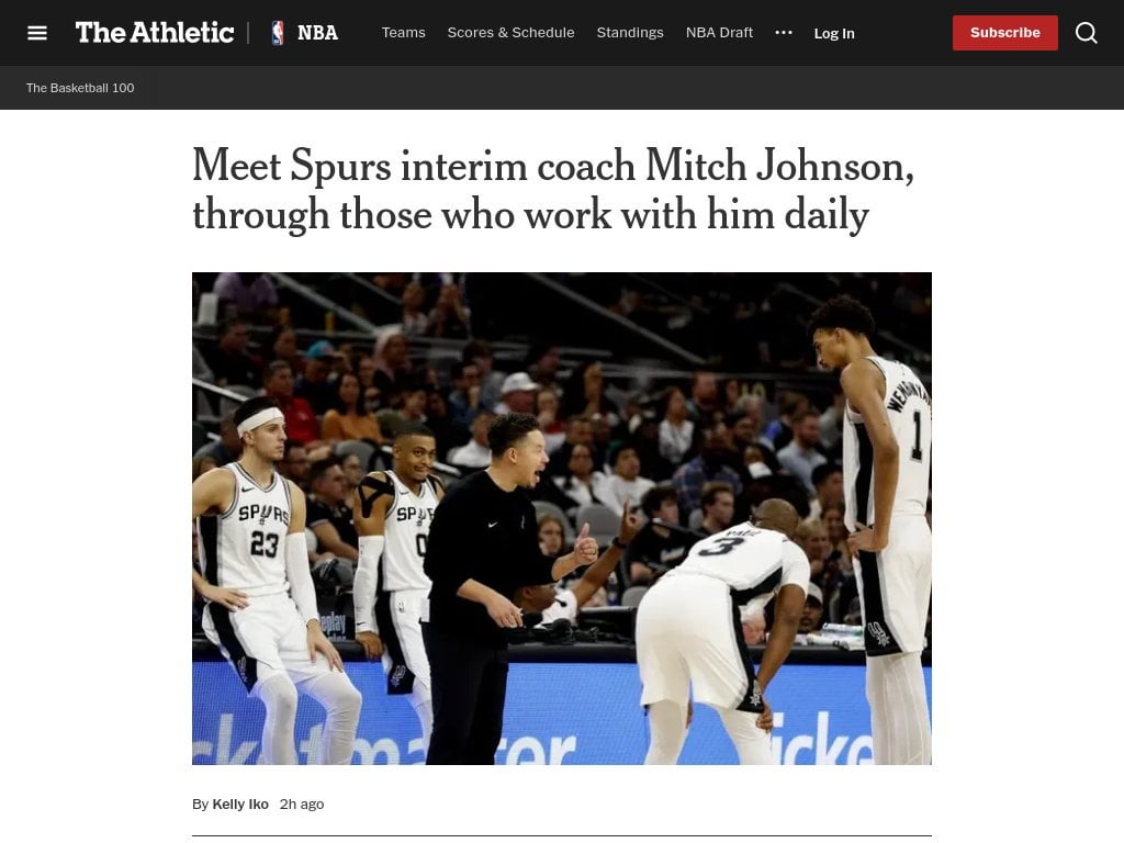 [The Athletic] Meet Spurs interim coach Mitch Johnson, through those who work with him daily