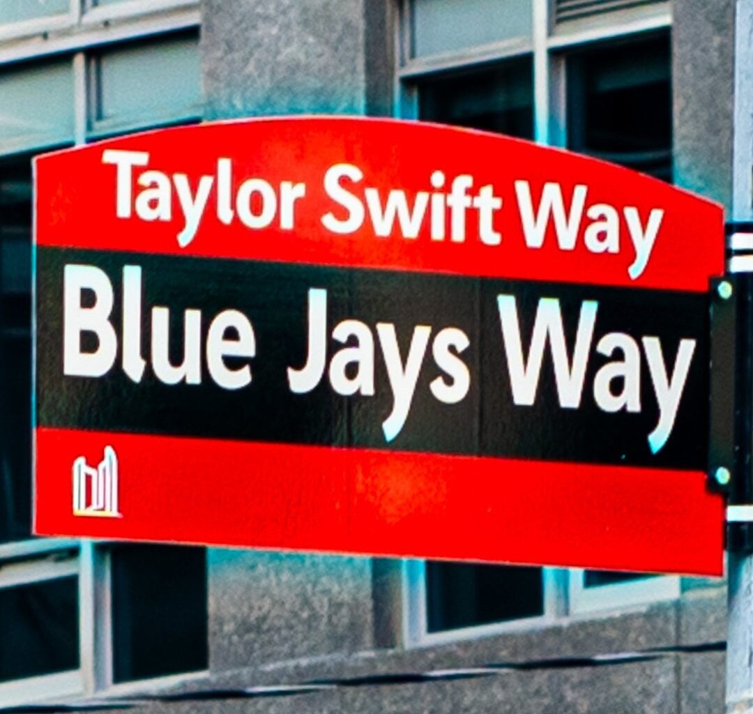 Bid on a Taylor Swift Way Blue Jays Way commemorative street sign benefitting Daily Bread Food Bank