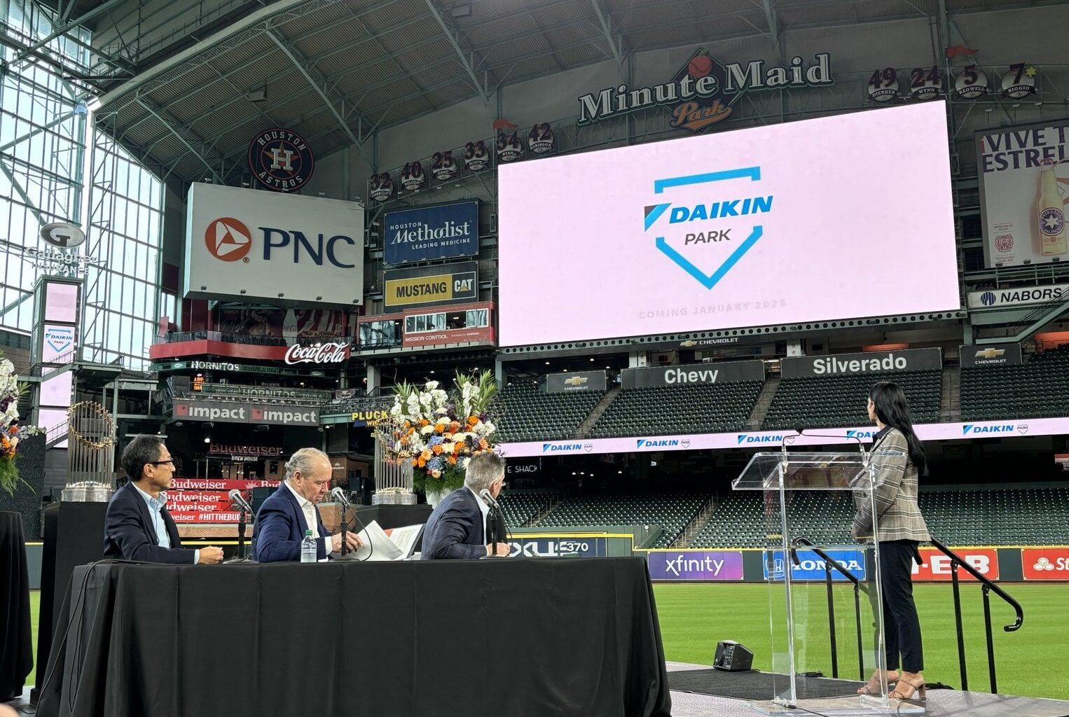 [MCTAGGART] The Astros announce Minute Maid Park will be known as Daikin Park in 2025. Daikin develops, manufactures, sells, and supports heating, ventilation, air conditioning, and refrigeration (HVACR) equipment.