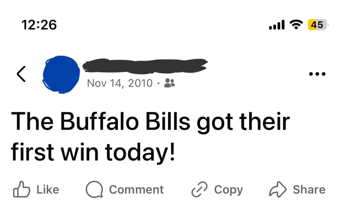 My Facebook status from this day in 2010.  Good times