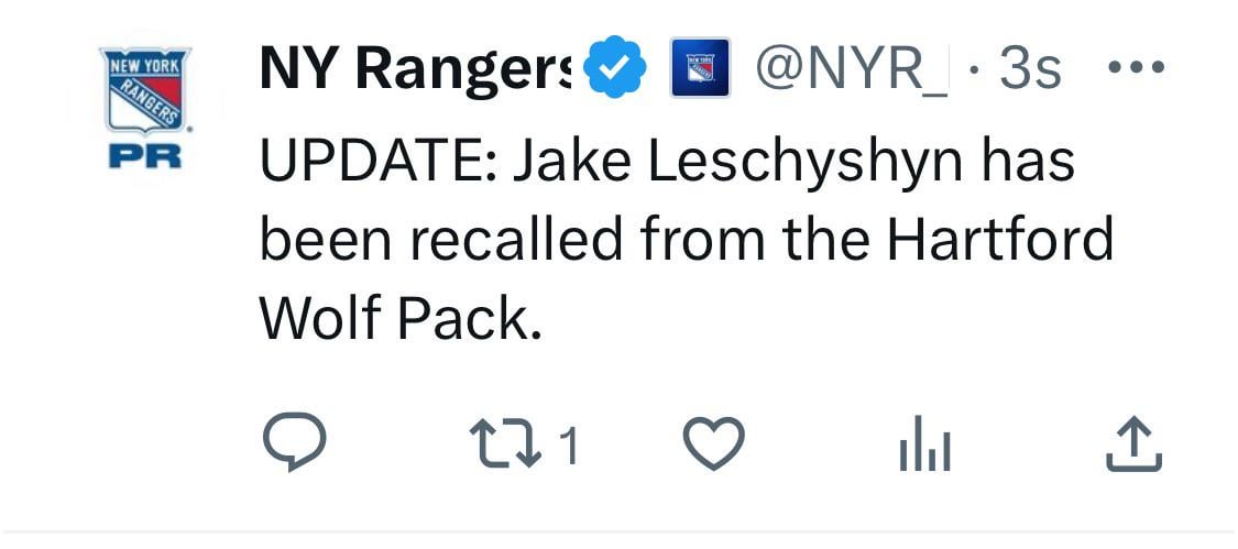 Jake Leschyshyn has been recalled