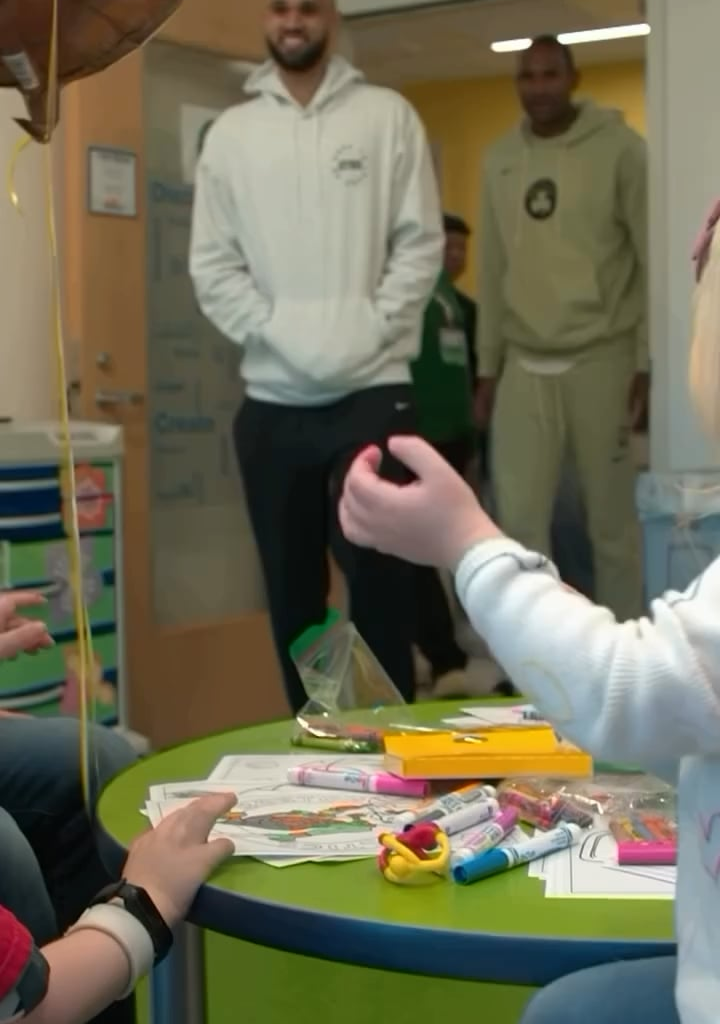 Celtics Community (on ig): “today the team surprised our friends @ Boston Children’s Hospital 💚💙”