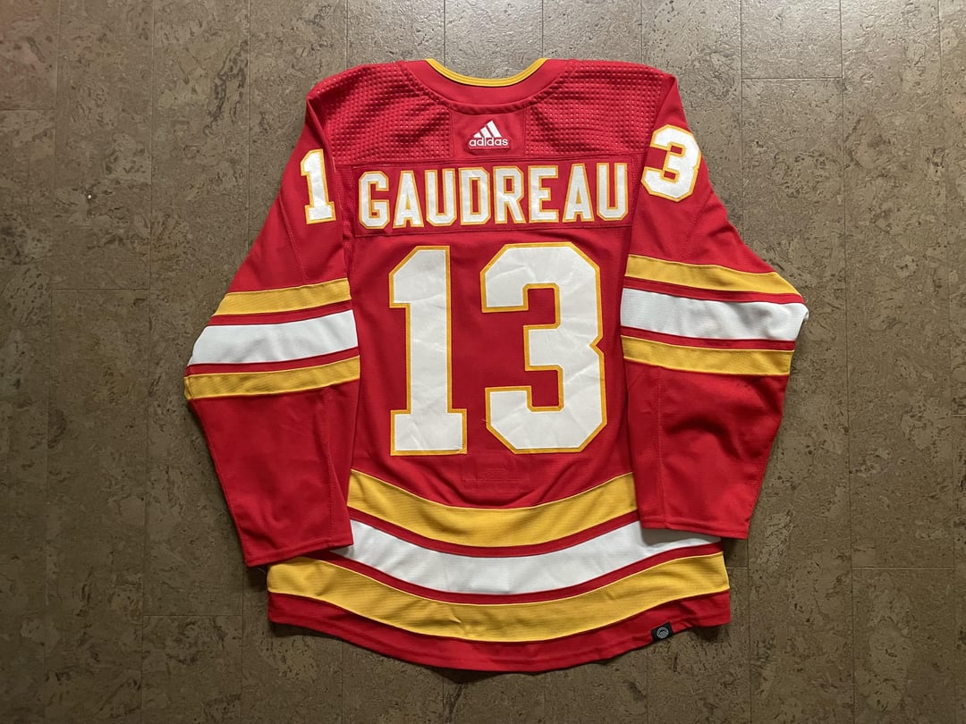 Saw we’re all sharing jerseys… Gaudreau’s Dallas OT goal game worn jersey