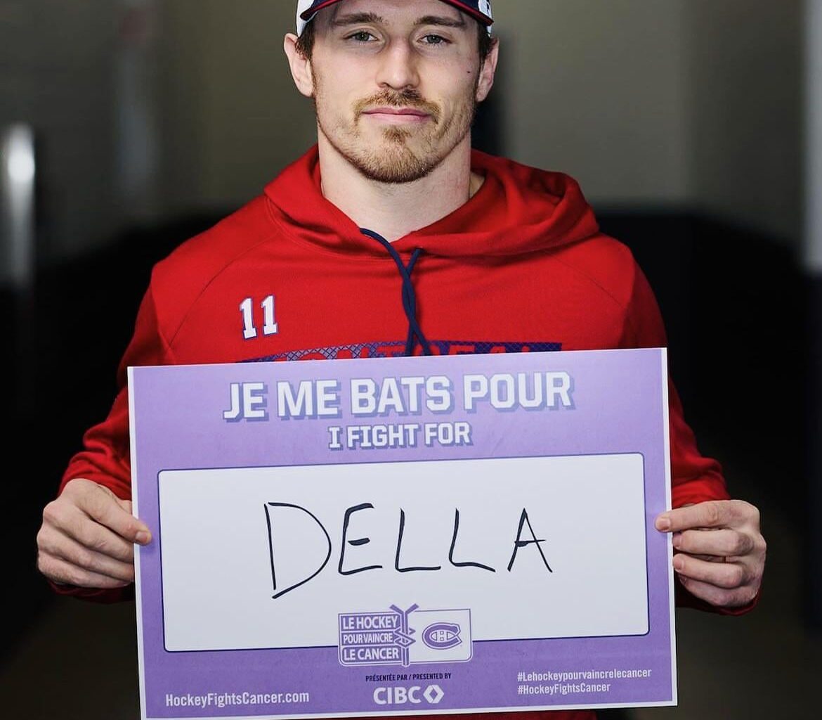 Brendan Gallagher fights for his mom Della for Hockey Fights Cancer