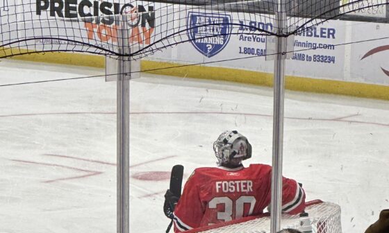 Blackhawks legend Scott Foster on net tonight for the Shoresy Fall Classic