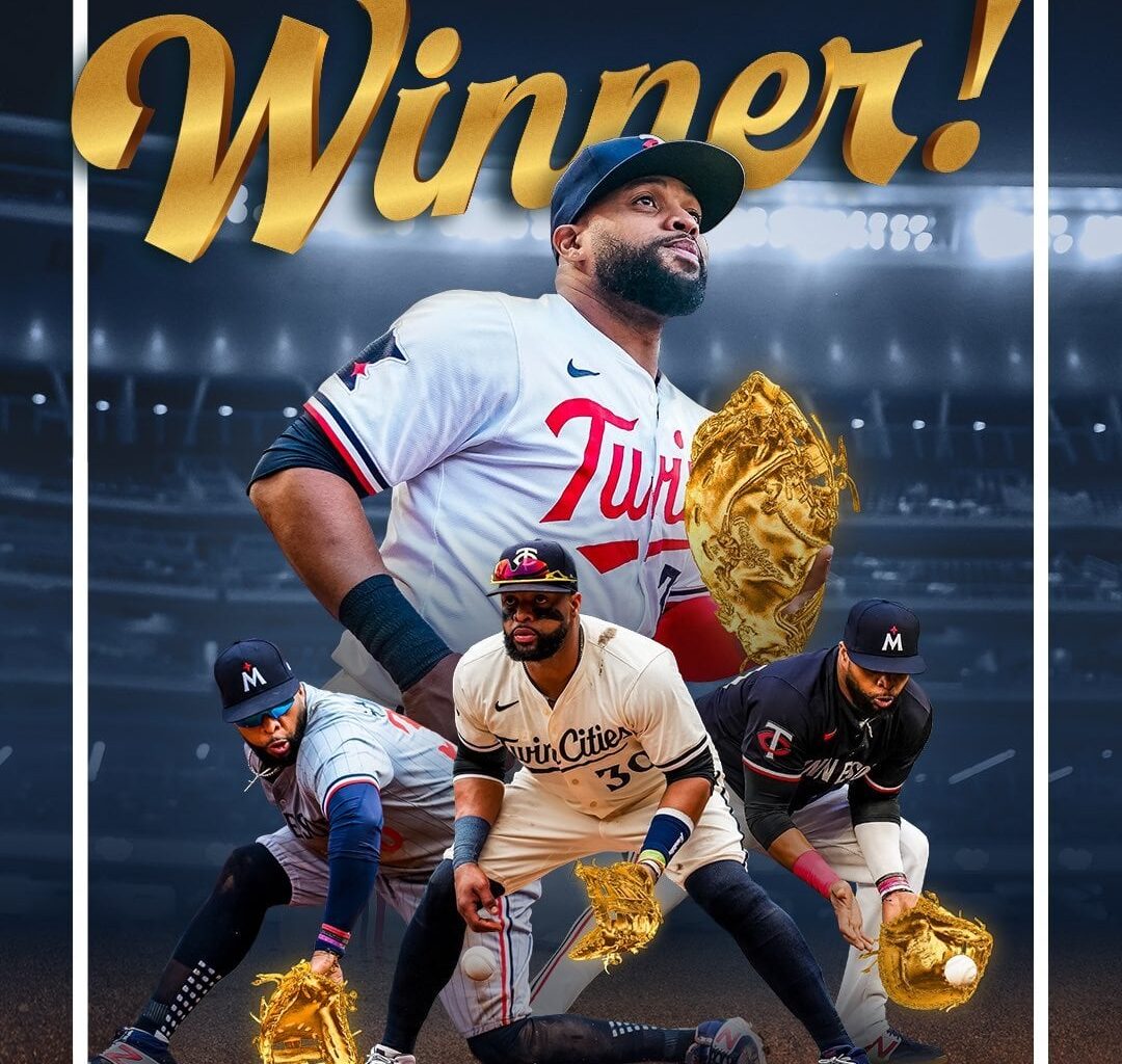 [Twins] YOU GLOVE TO SEE IT ✨ Congratulations to Carlos Santana on winning his first @RawlingsSports Gold Glove!!!!!