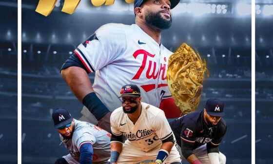 [Twins] YOU GLOVE TO SEE IT ✨ Congratulations to Carlos Santana on winning his first @RawlingsSports Gold Glove!!!!!