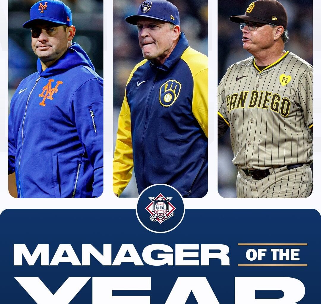 [@MLBNetwork] 2024 NL Manager of the Year finalists: Carlos Mendoza (NYM), Pat Murphy (MIL), Mike Shildt (SD)