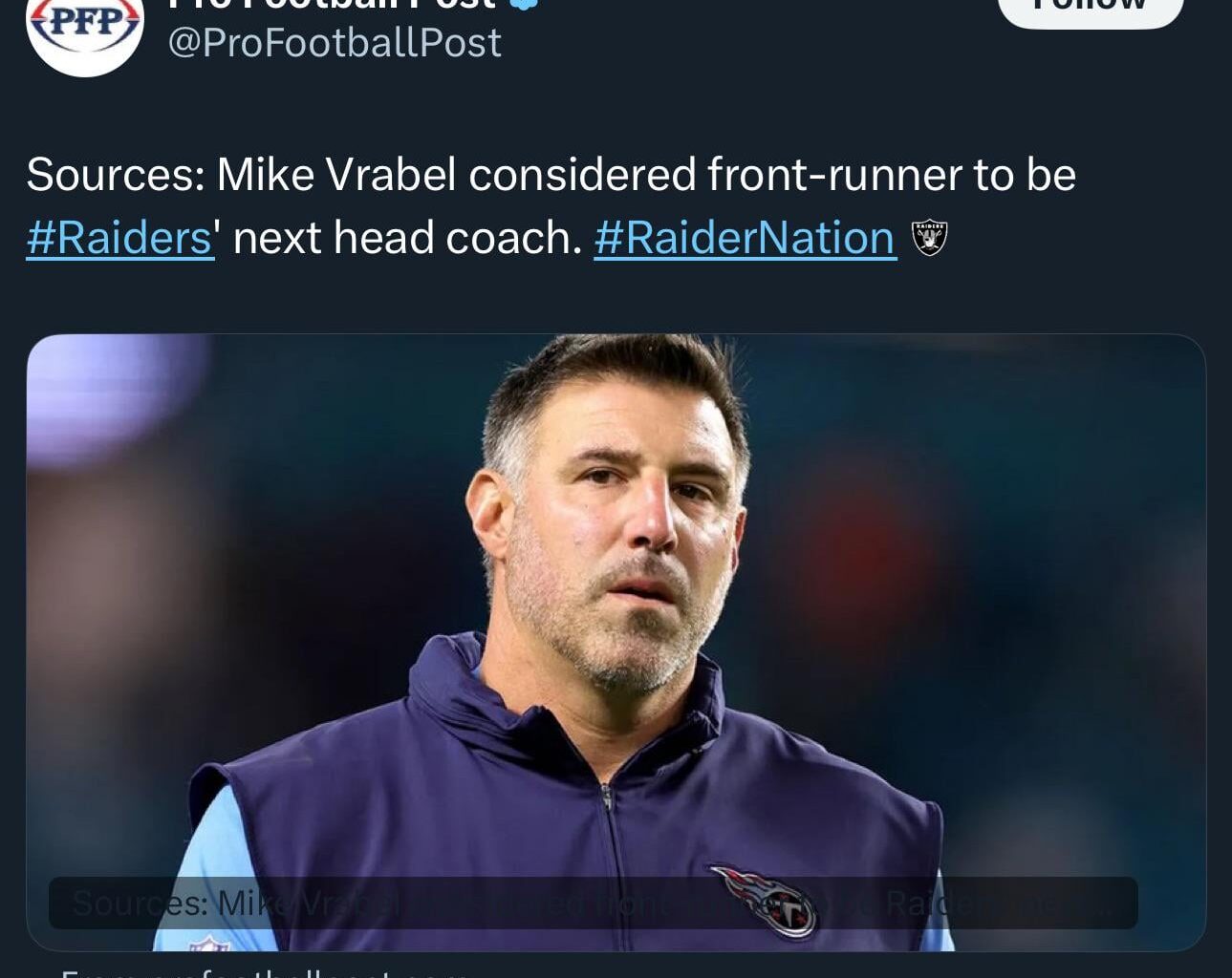 Mike Vrabel front-runner to be Raiders next HC!