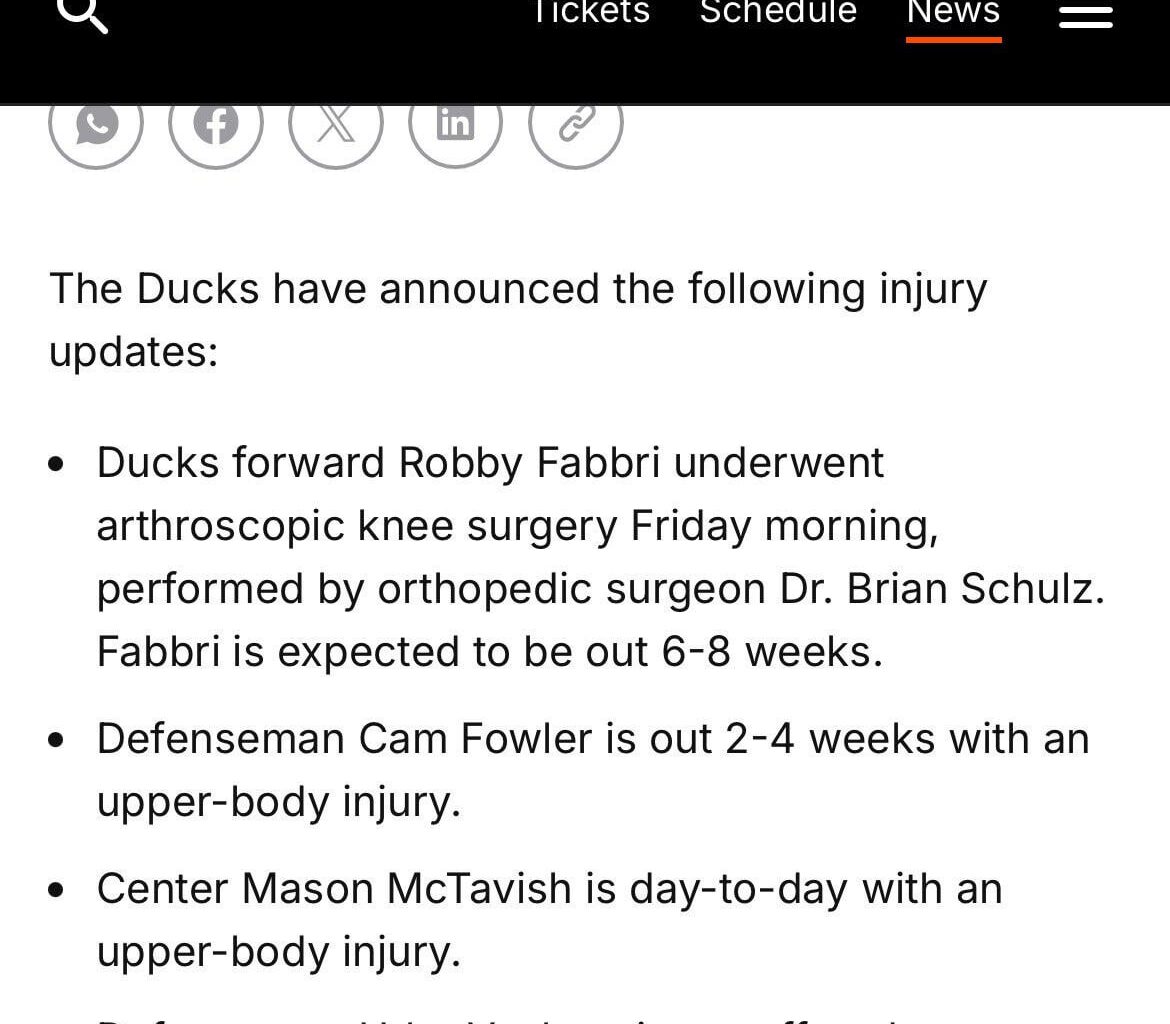 Injuries update