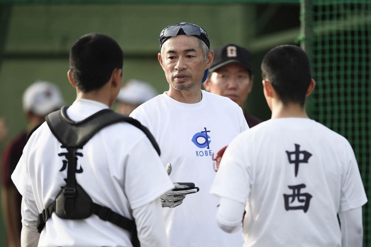 Ichiro visited his alma mater and coached the baseball team. He sounded a warning about baseball's increasing use of data.