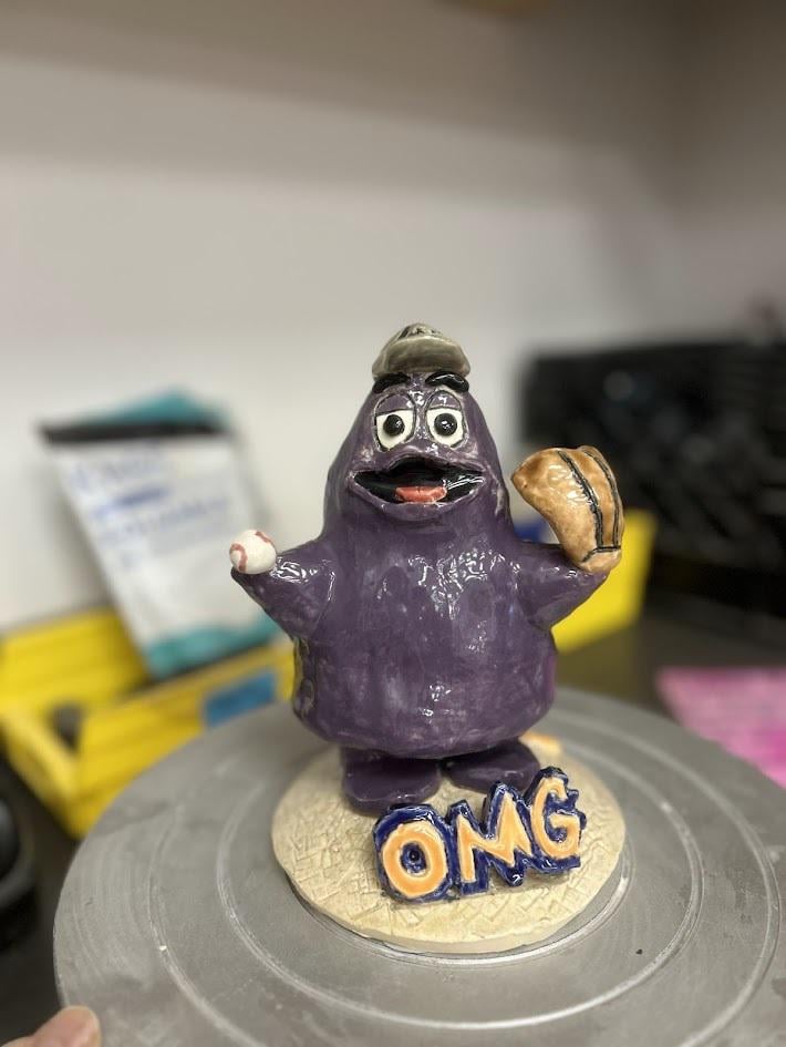 I made Grimace in my pottery class