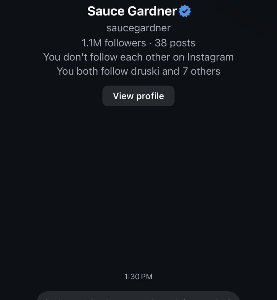 Sauce Gardner beefing with a twitch streamer on insta dms.