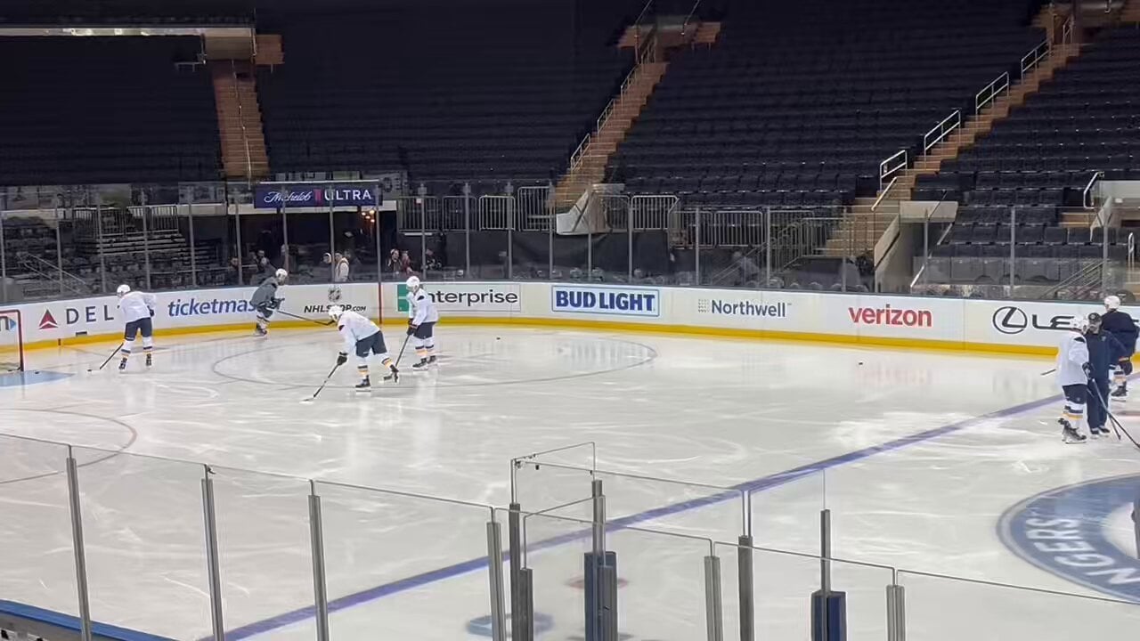 Philip Broberg is on the ice for Blues morning skate.