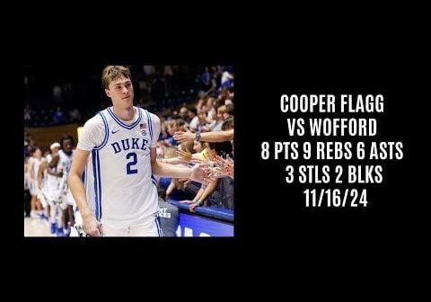 Cooper Flagg vs Wofford (8 PTS 9 REBS 6 ASTS 3 STLS 2 BLKS) 11/16/24