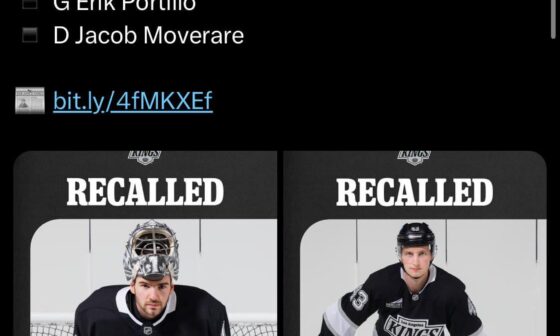 Kings recall Erik Portillo & Jacob Moverare from Ontario Reign