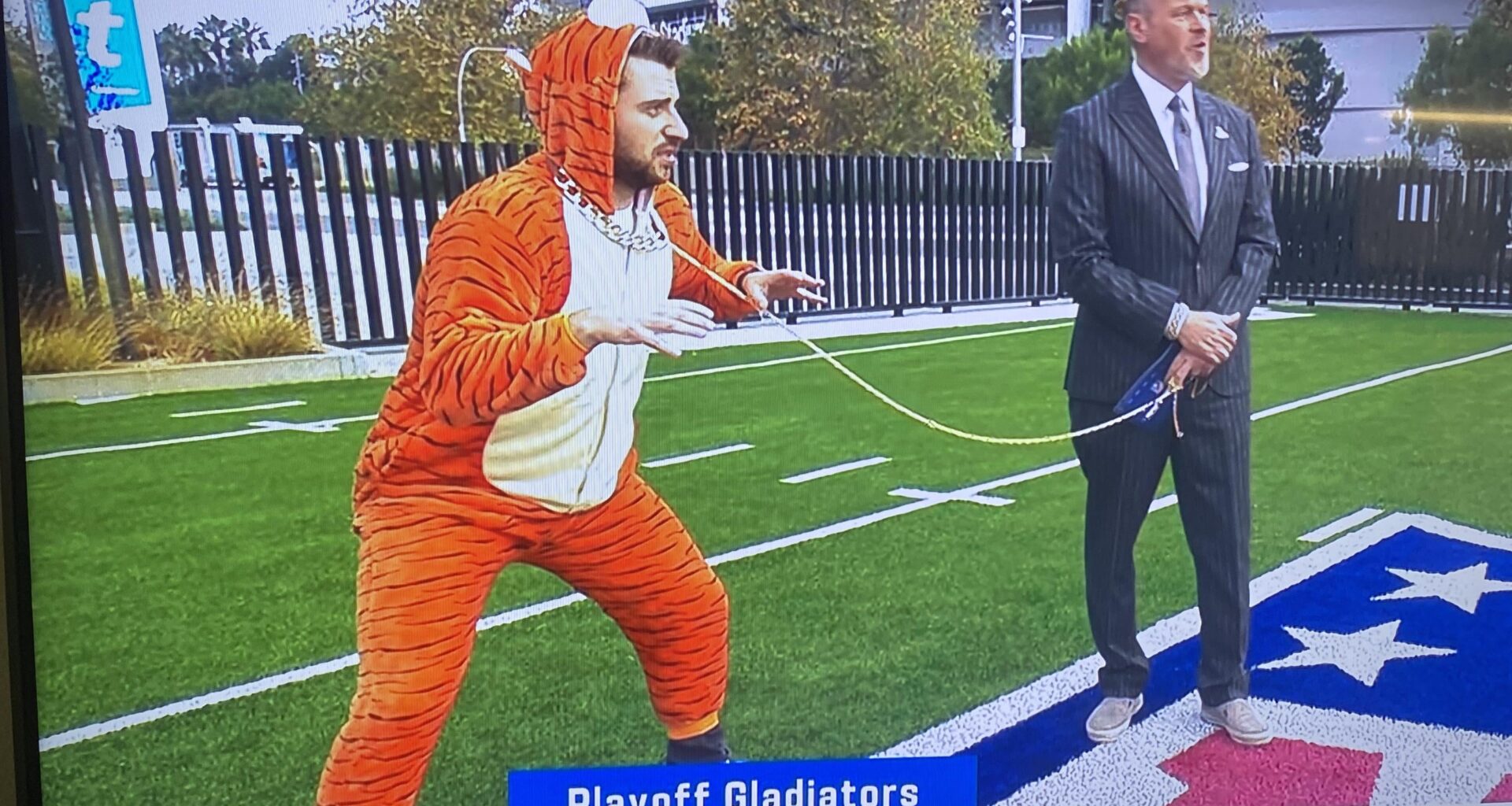 What did this poor guy do to deserve this on NFL Gameday Morning?