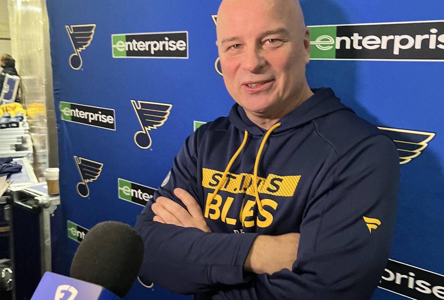 Montgomery on his sweatshirt: “It was in the closet. Once a Blue, always a blue.”