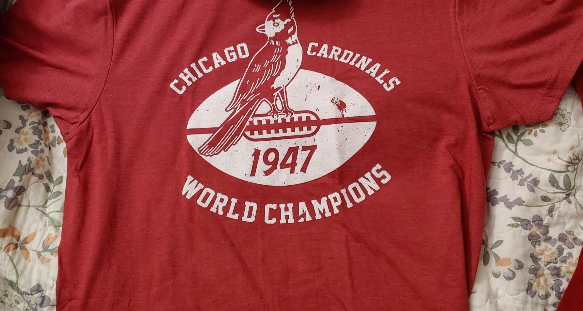 Got this custom tee by ThrowBackMax on eBay of the Chicago Cardinals' NFL Championship in 1947. As an Illinois-based fan, this is a must have!