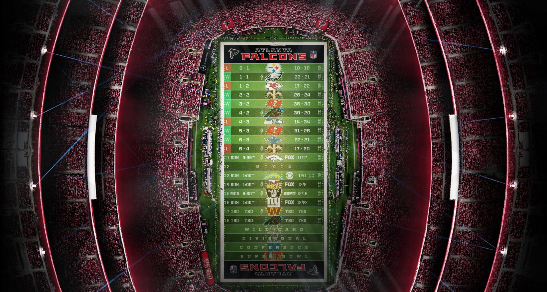 2024 - Stadium Schedule - Wk 10 - Falcons (6-4)