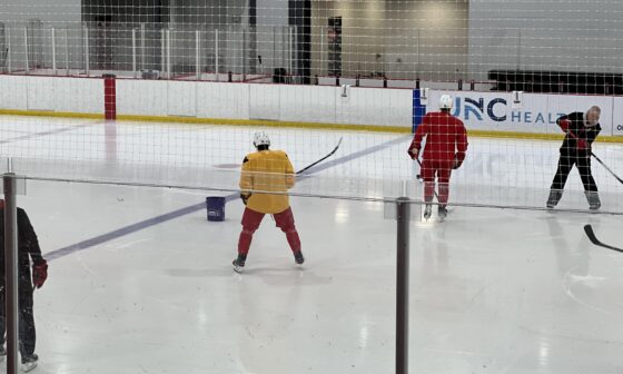 Seth Jarvis back on the ice for practice