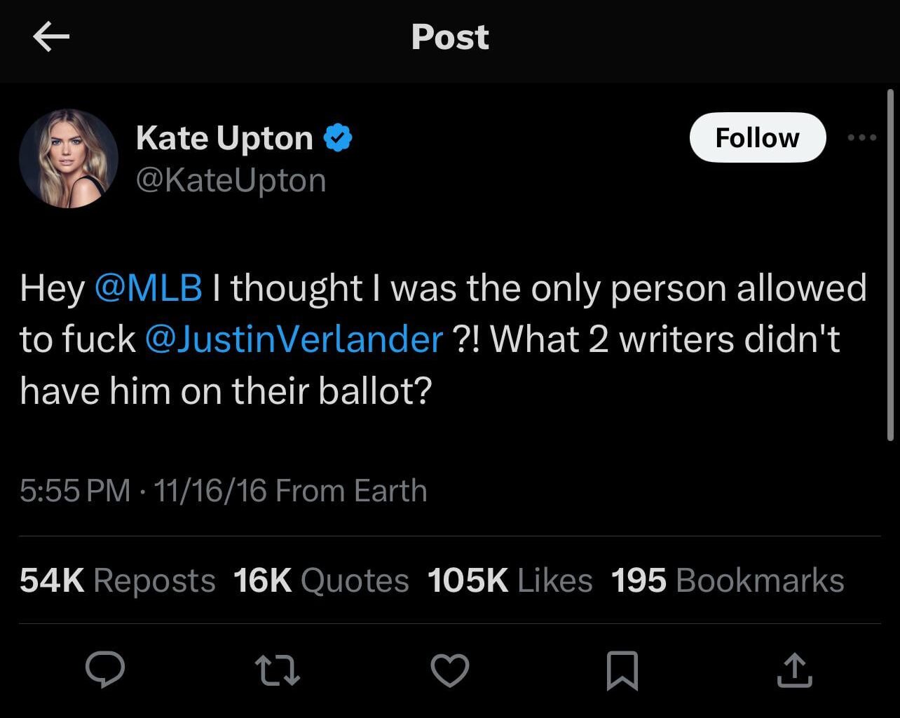 Today is the 8 year anniversary of this tweet by Kate Upton