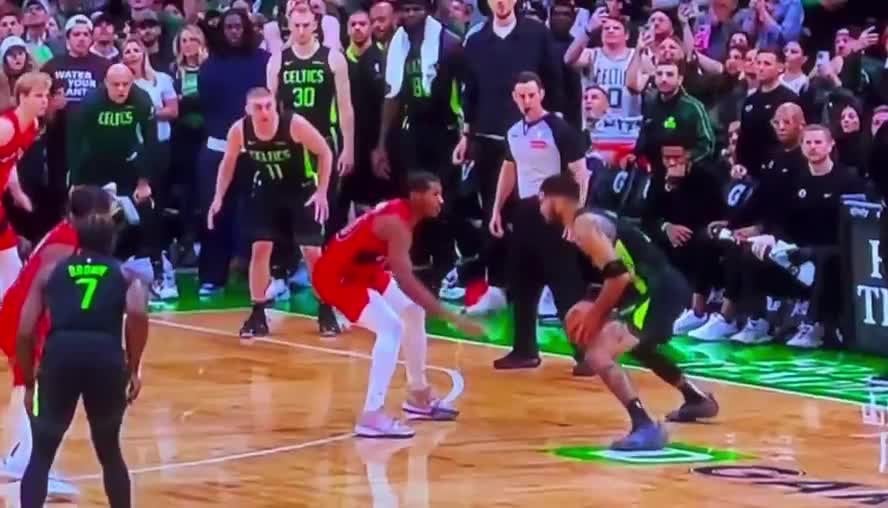 Jayson Tatum gets away with some fancy footwork before his game winner.