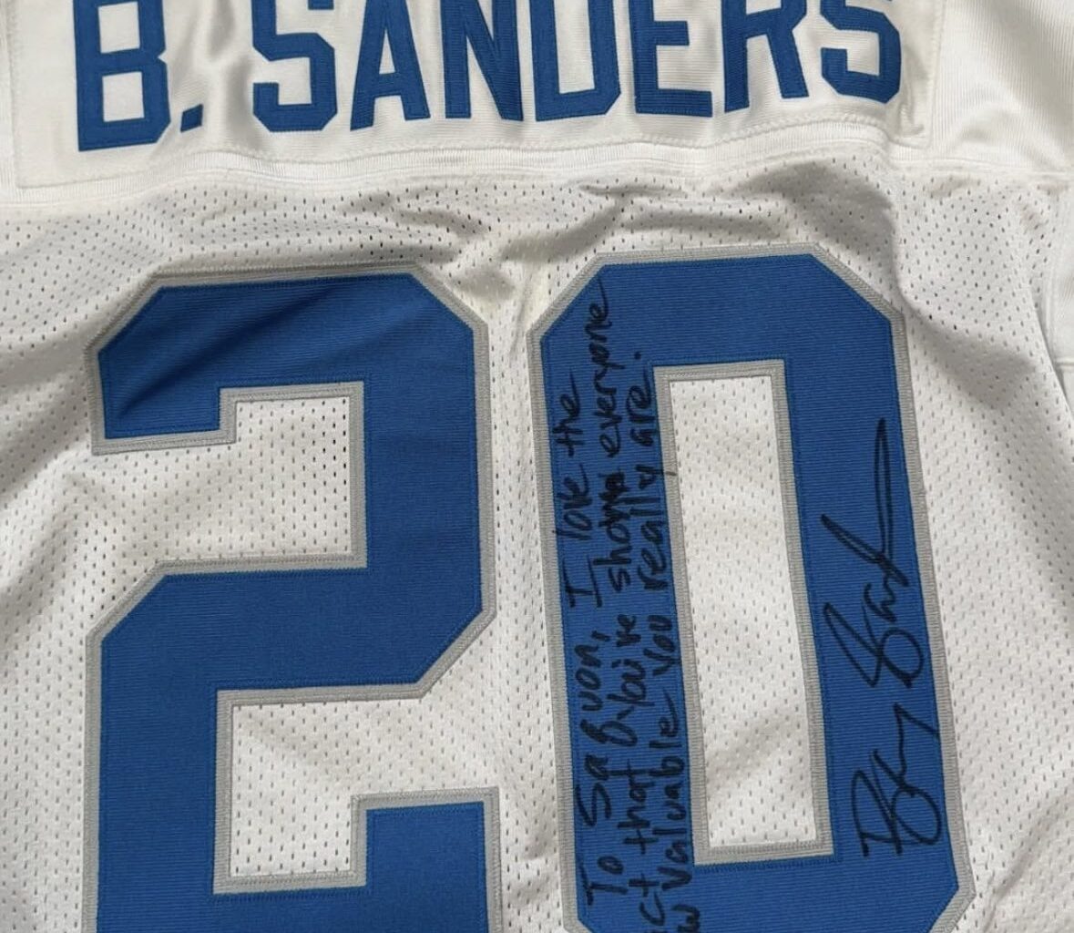 [Clark] “To Saquon. I love the fact that you showed everyone how valuable you really are.” The legendary Barry Sanders sent Saquon Barkley an autographed jersey with a special note on it