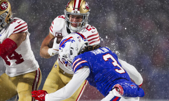 49ers star Christian McCaffrey leaves blowout loss to Bills early with PCL injury