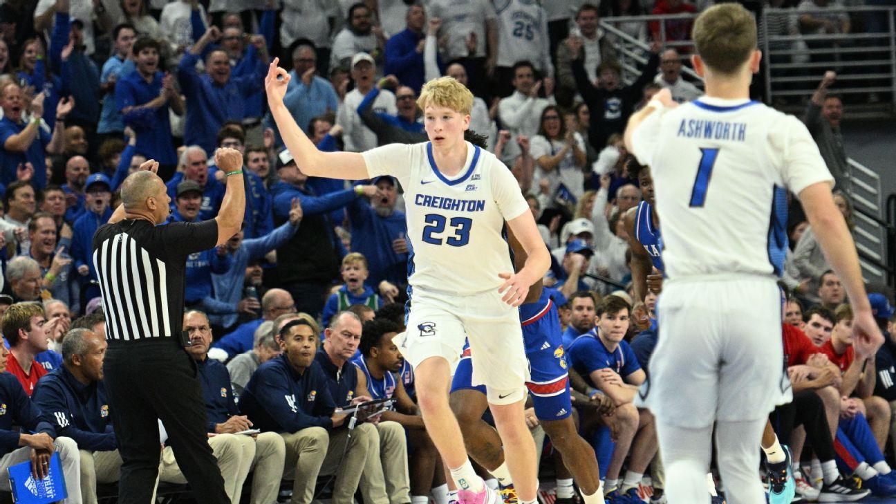 Creighton too much for Kansas as nation's No. 1 team falls