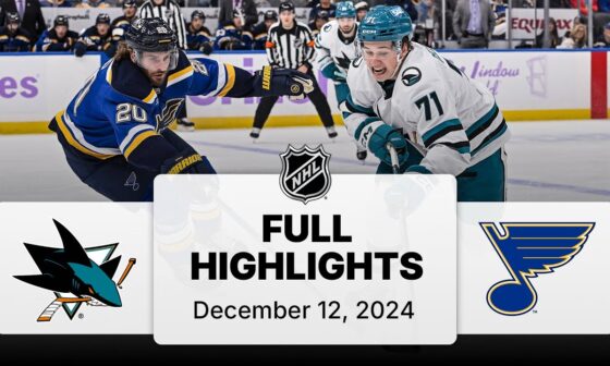 NHL Highlights | Sharks vs. Blues - December 12, 2024