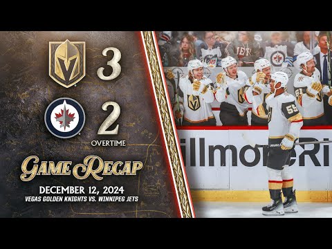 HIGHLIGHTS | Vegas Golden Knights 3, Winnipeg Jets 2, OT | Dec. 12, 2024