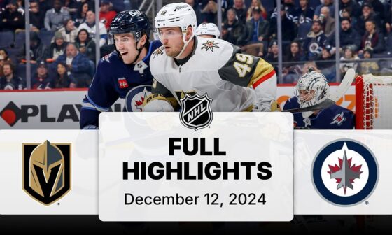 NHL Highlights | Golden Knights vs. Jets | December 12, 2024