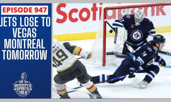 Winnipeg Jets lose to Vegas Golden Knights in OT, play Montreal Canadiens tomorrow