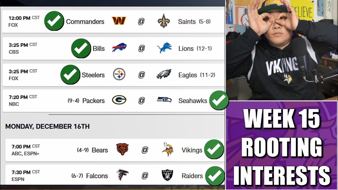 Week 15 Rooting Interest for the Minnesota Vikings: Go Bills, Steelers, and Seahawks