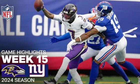 Baltimore Ravens vs. New York Giants | 2024 Week 15 Game Highlights