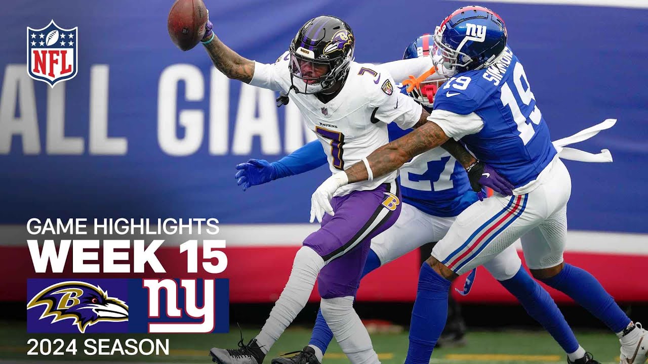 Baltimore Ravens vs. New York Giants | 2024 Week 15 Game Highlights