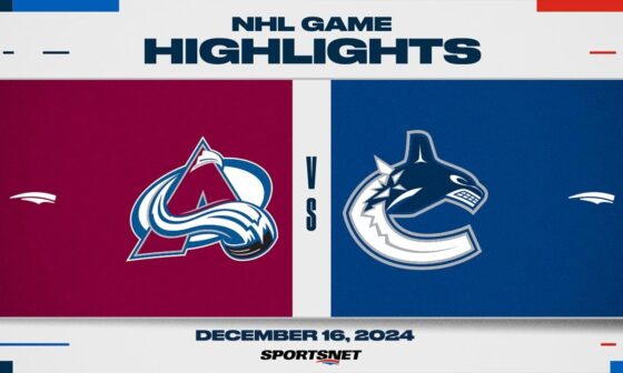 NHL Highlights | Avalanche vs. Canucks - December 16, 2024