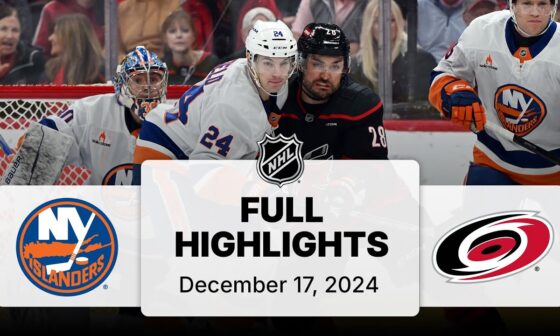 NHL Highlights | Islanders vs. Hurricanes | December 17, 2024