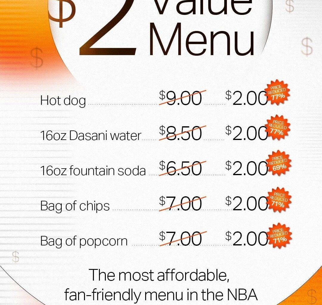 I would love to see affordable menu prices like these at Wizards games!