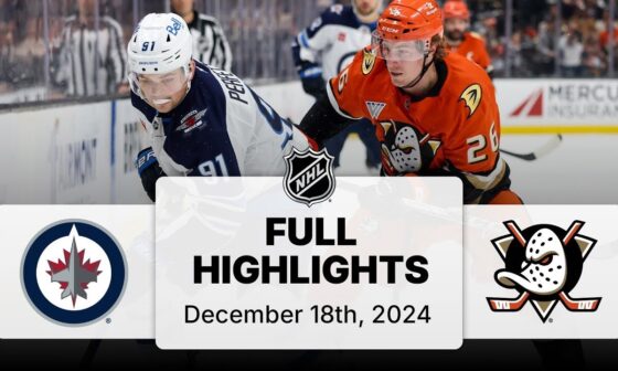 NHL Highlights | Jets vs. Ducks | December 18, 2024