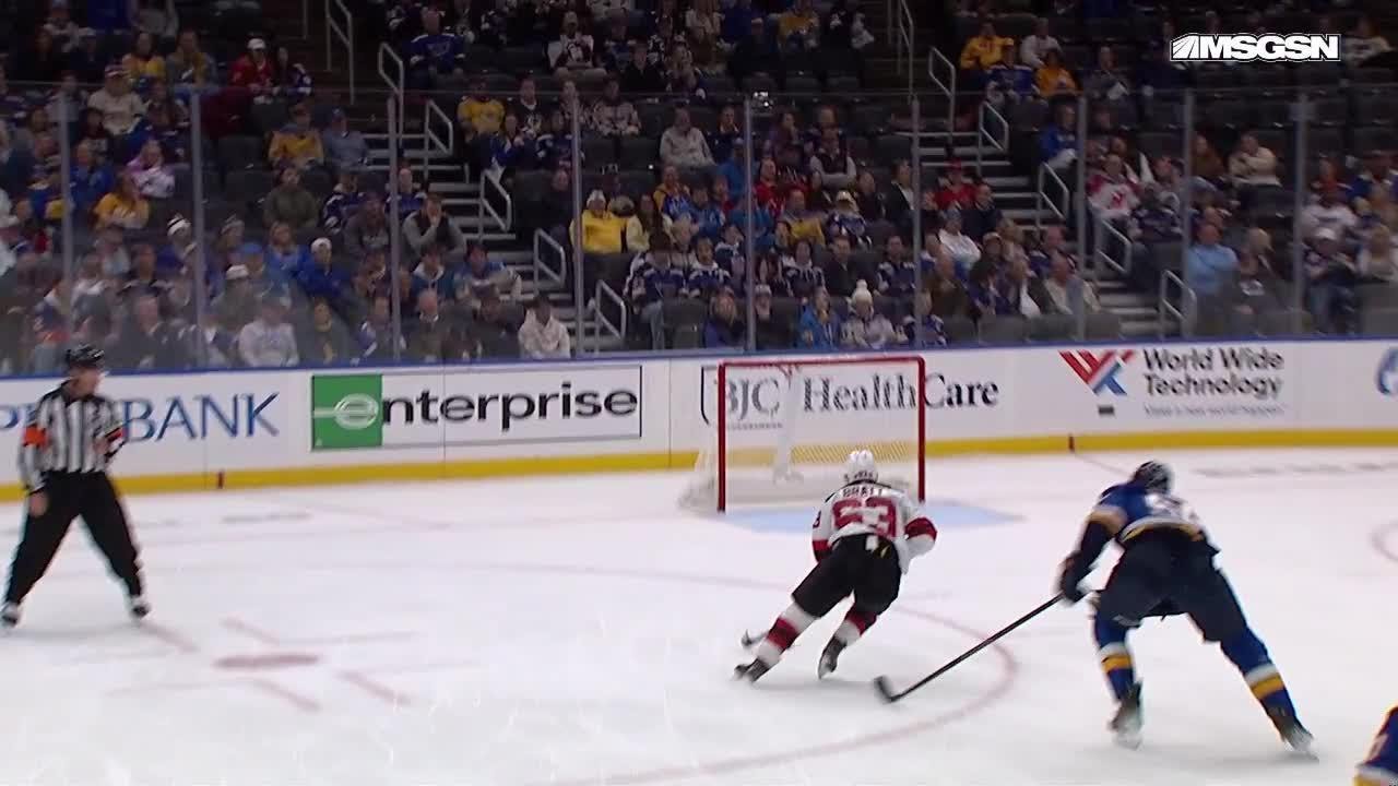 Jesper Bratt scores a goal against the St. Louis Blues