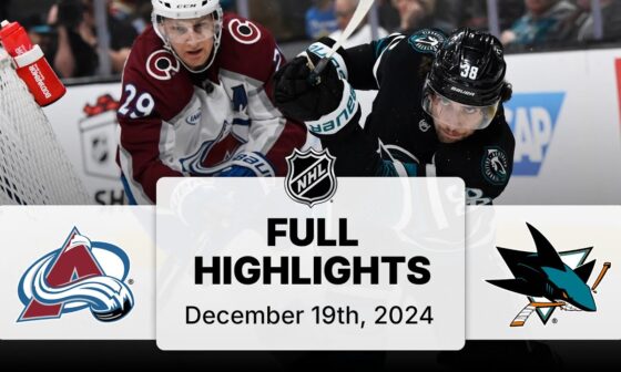 NHL Highlights | Avalanche vs. Sharks | December 19, 2024