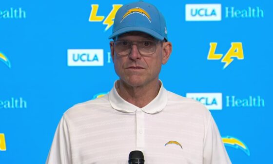 Jim Harbaugh shares his thoughts on free kick & the Chargers W