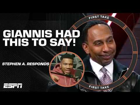 Stephen A. Smith CANNOT HOLD BACK THE SMILE after Giannis’ comments 🍿 | First Take