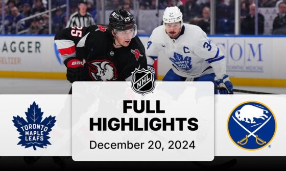 NHL Highlights | Maple Leafs vs. Sabres | December 20, 2024